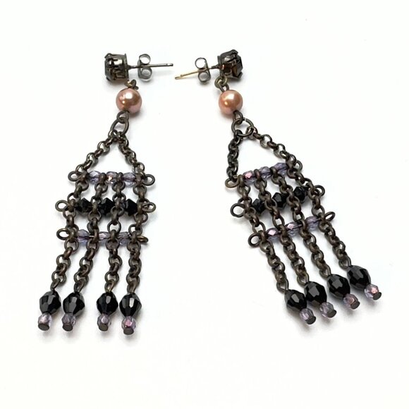 Vintage Erickson Beamon-Style Pearlescent Chandelier Earrings — EUC - Picture 1 of 6